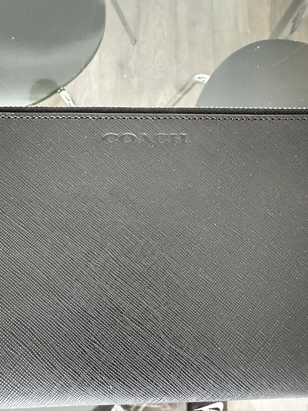 COACH Black Leather Tie Zippered Organizer Pouch - photo 3