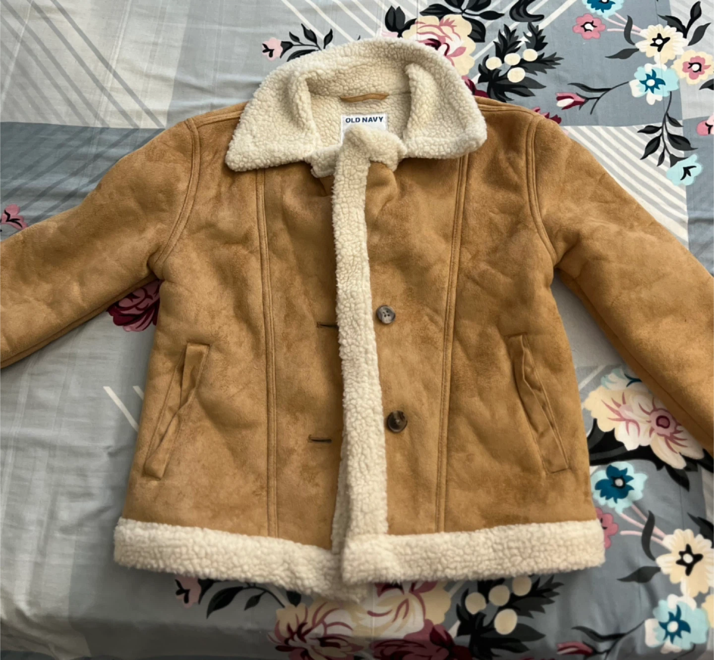 Old Navy Brown Suede Sherpa Lined Jacket