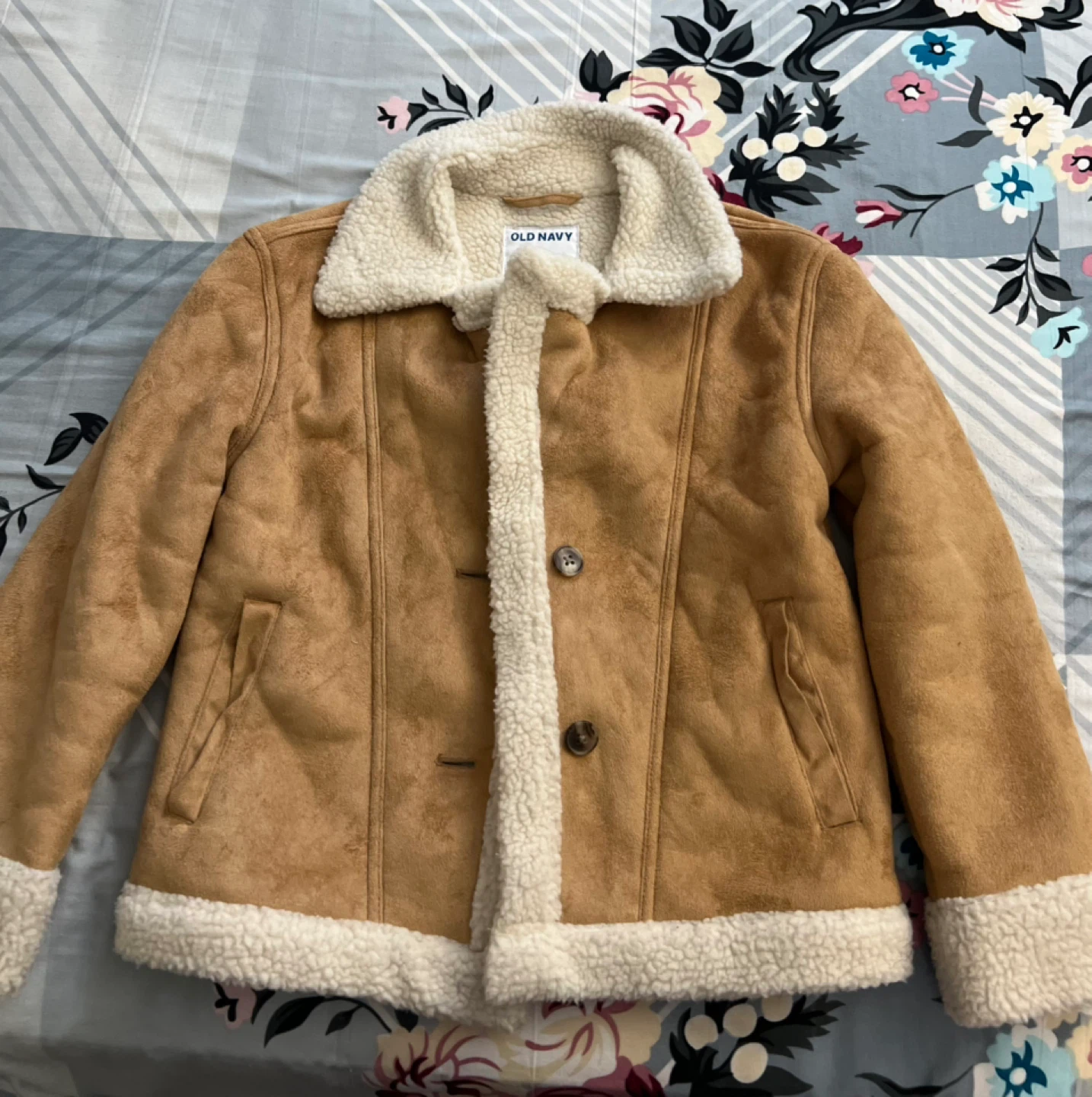 Old Navy Brown Suede Sherpa Lined Jacket - photo 2