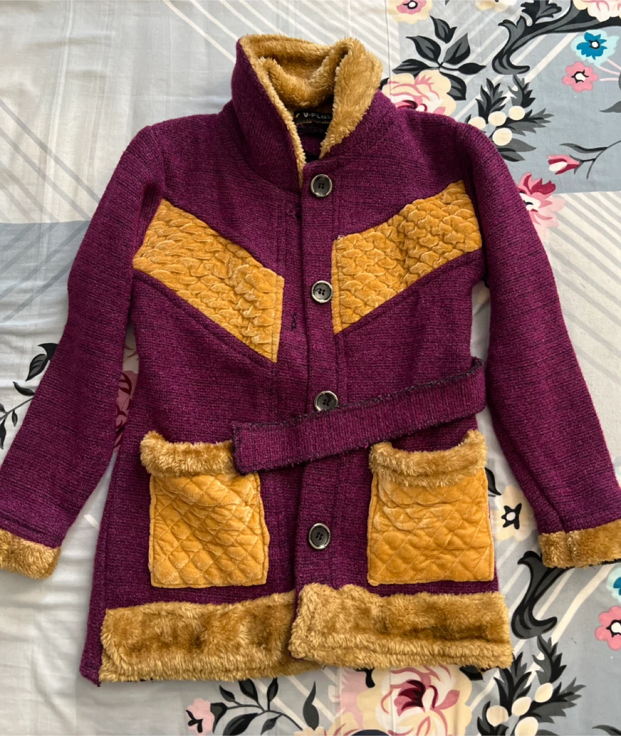 Purple and Yellow Girls Winter Jacket