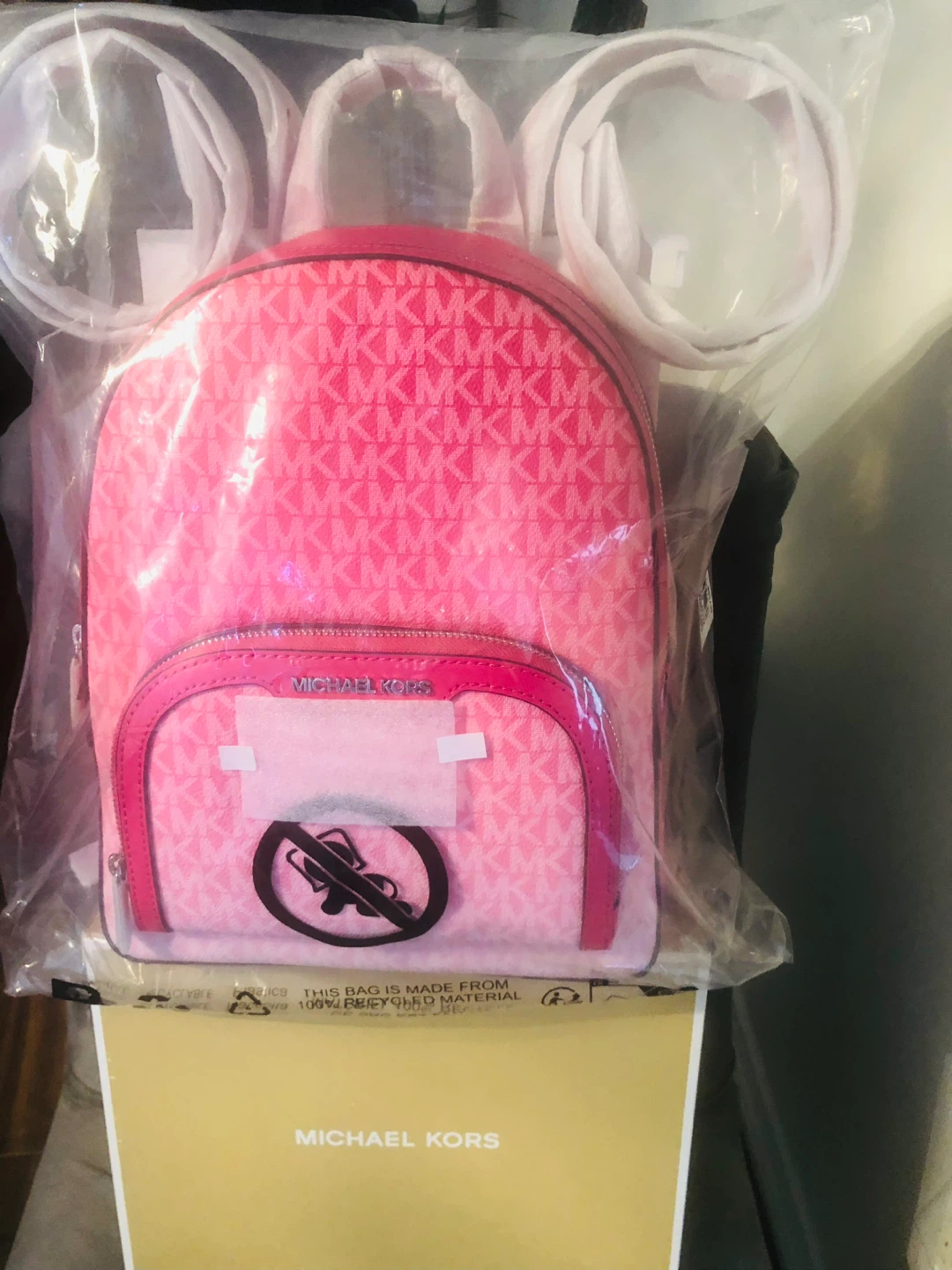 Michael Kors Pink MK Logo Backpack - photo 4