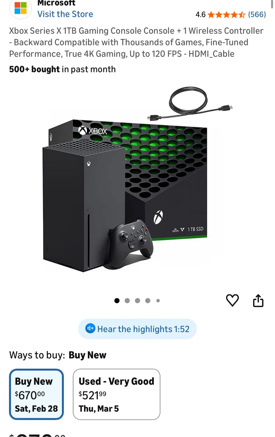 Xbox Series X 1TB Gaming Console with 3 Controllers