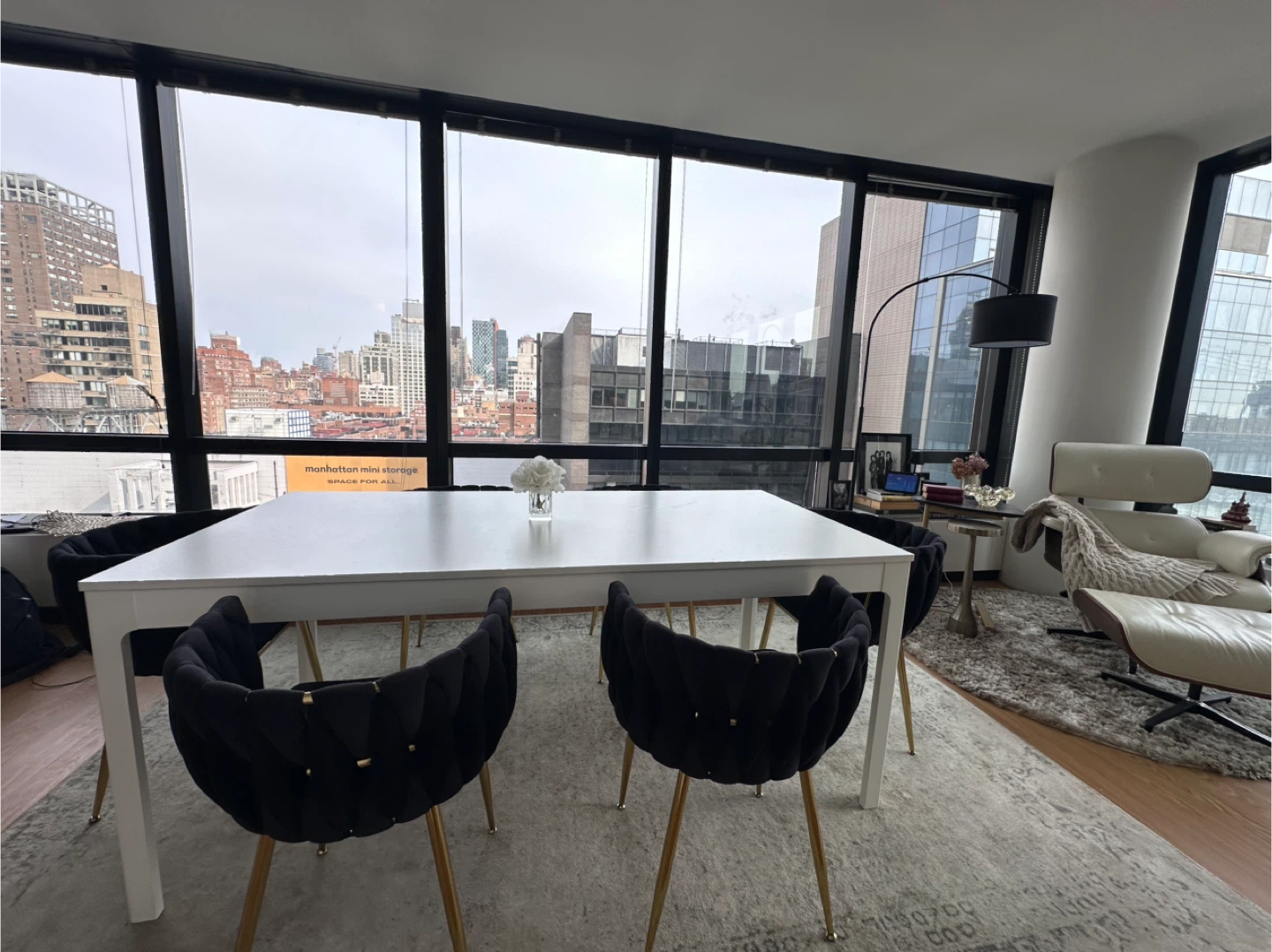 White Dining Table with 6 Black Chairs - photo 2