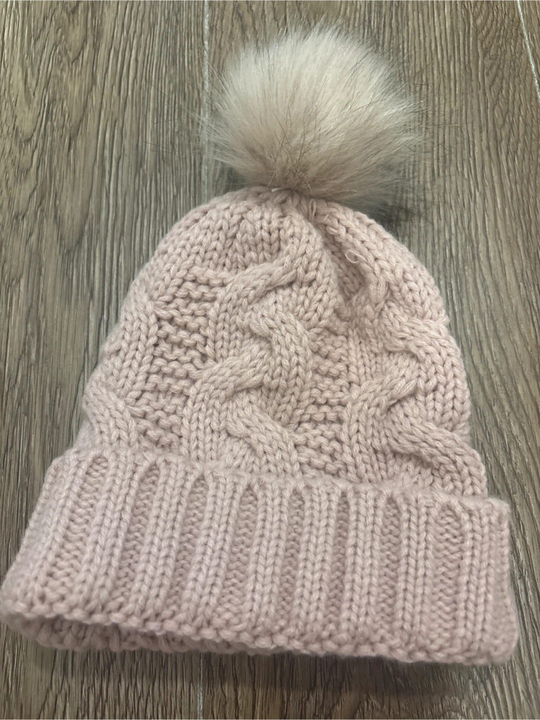 Pink Knit Pom Pom Hat O/S