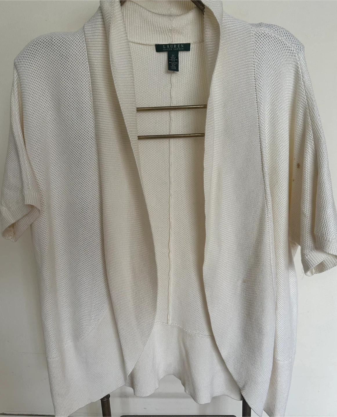 Lauren Ralph Lauren Women's Cream Knit Cardigan - 2X
