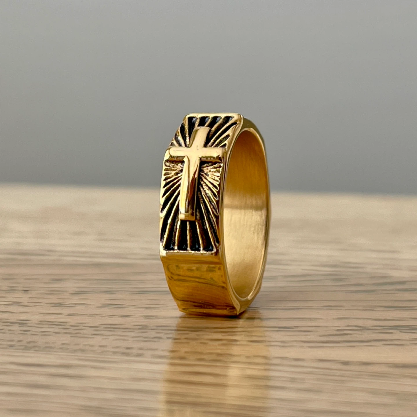 Shining Cross stainless steel ring (size 11) - photo 2