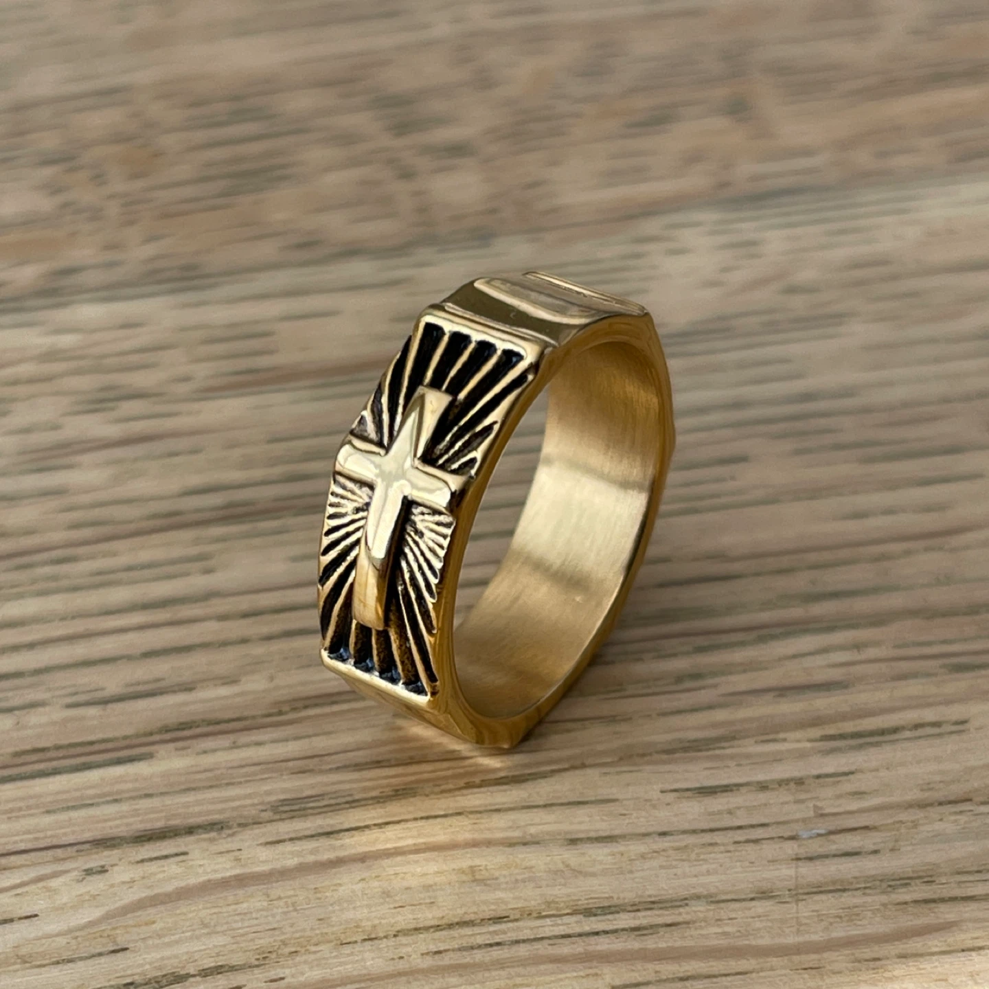 Shining Cross stainless steel ring (size 11) - photo 3