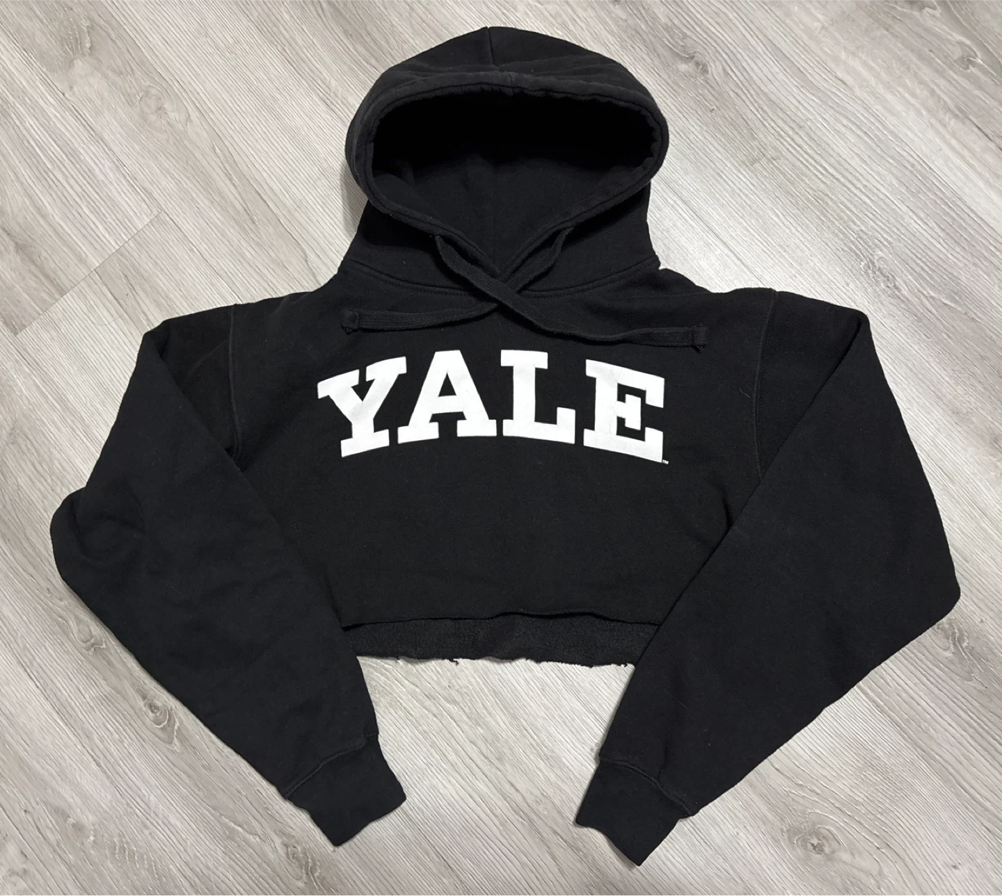 Black Yale Cropped Hoodie