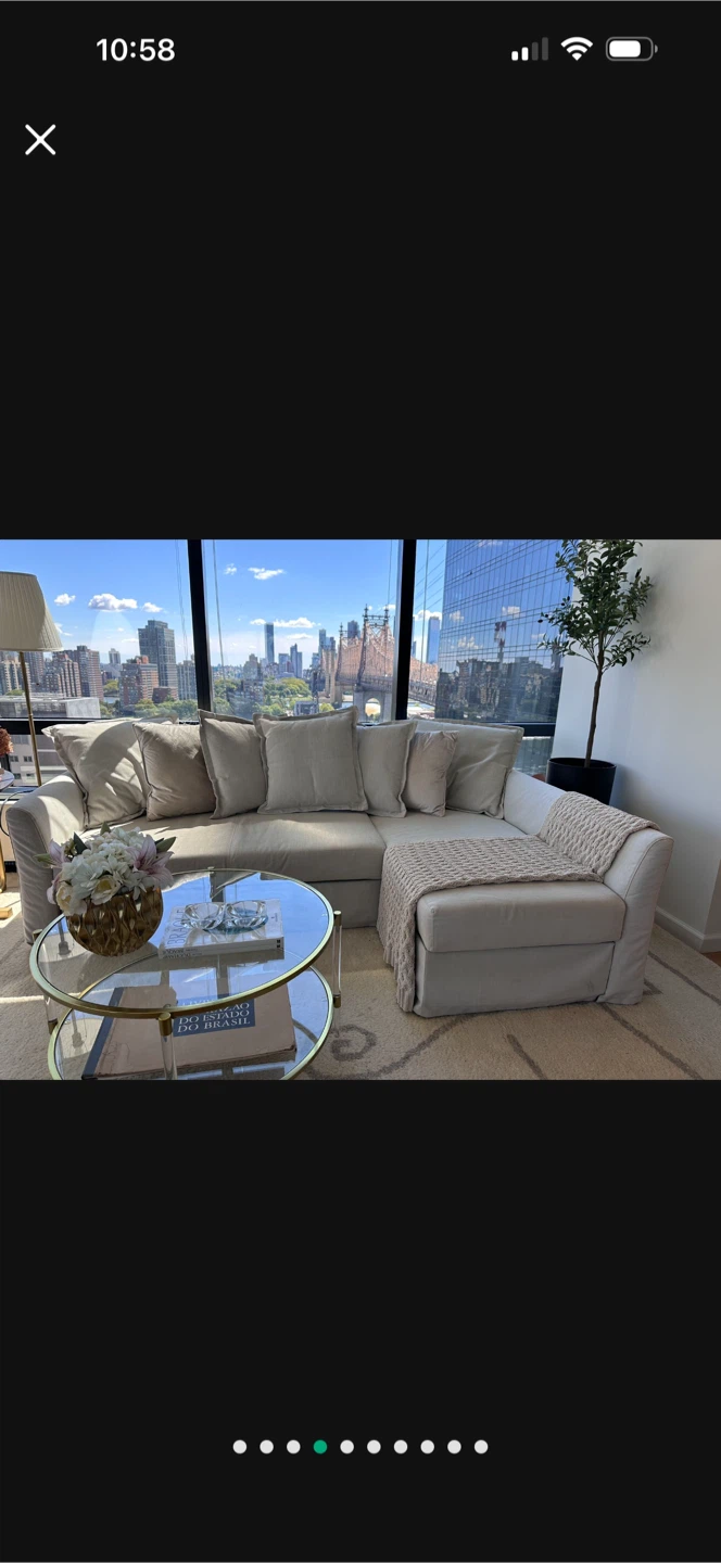 Light Beige Sectional Sofa with Storage and Pull-out Bed