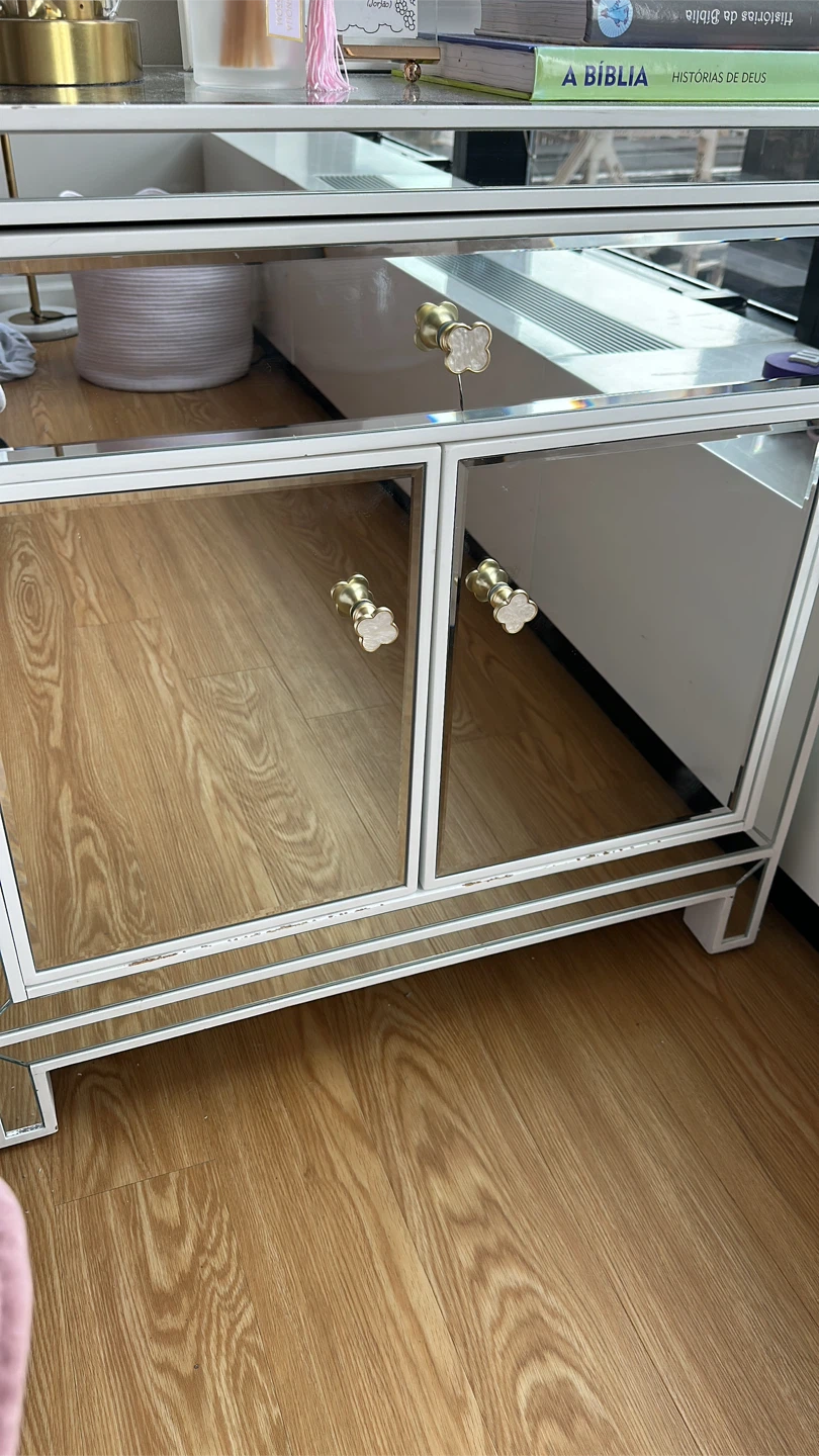 Mirrored Nightstand with Gold Flower Knobs - photo 3