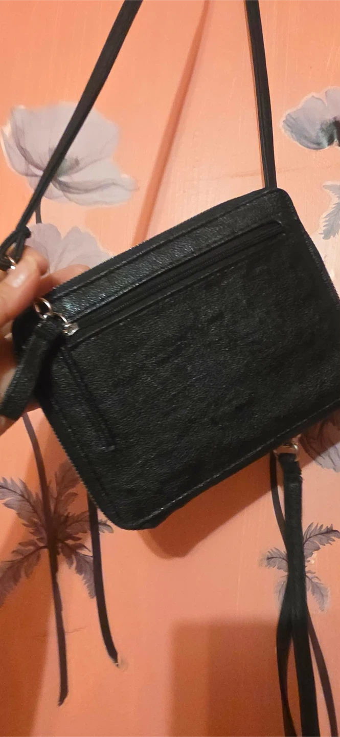 Black Faux Leather Wallet/Clutch with Strap - photo 3