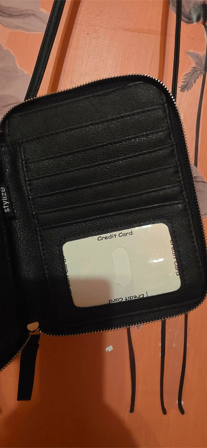 Black Faux Leather Wallet/Clutch with Strap - photo 5