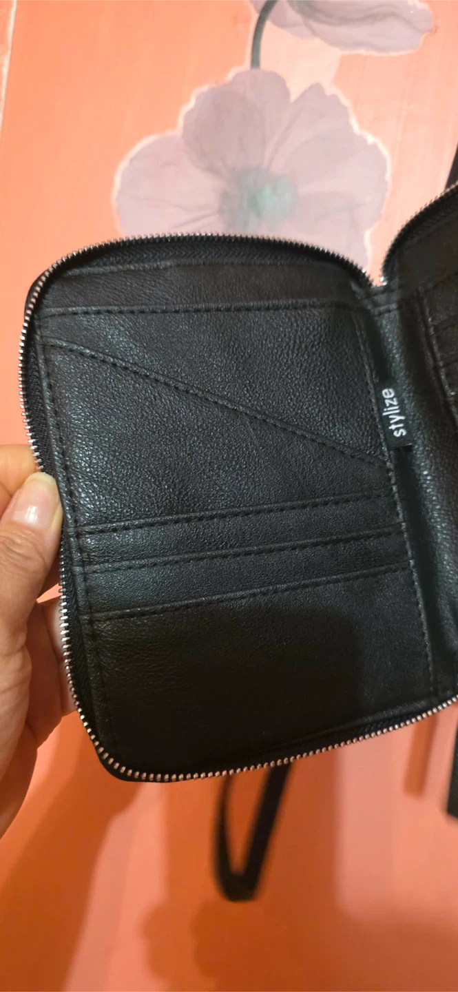 Black Faux Leather Wallet/Clutch with Strap - photo 4