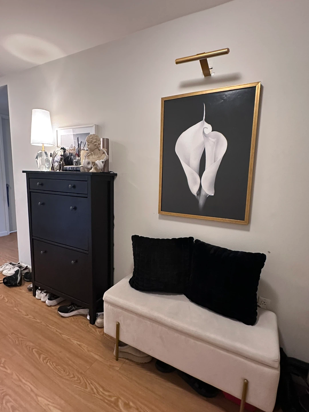 Black Shoe Cabinet with Storage Drawers - photo 2