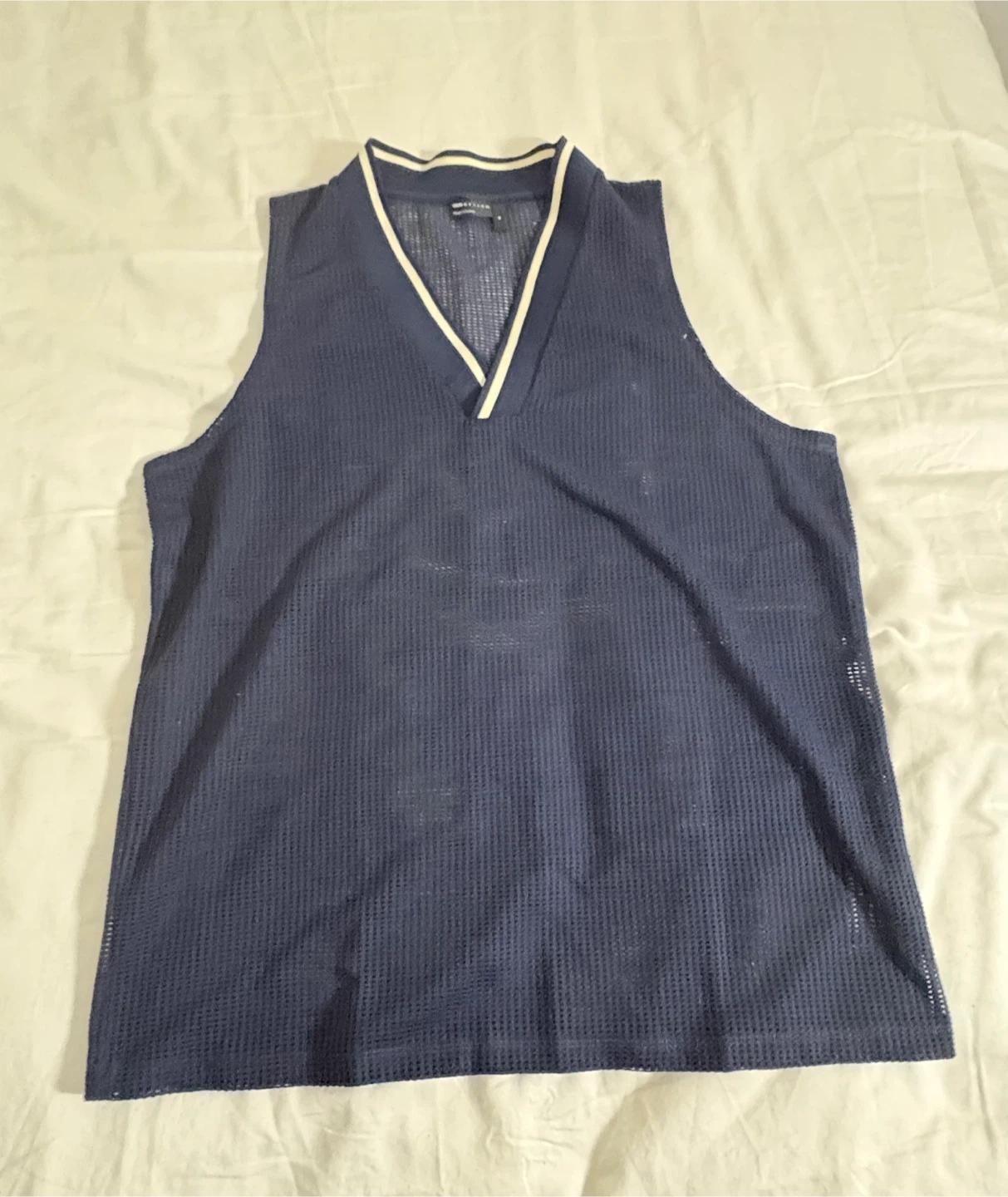 OSOS DESIGN Navy Mesh V-Neck Tank Top Size M - photo 5