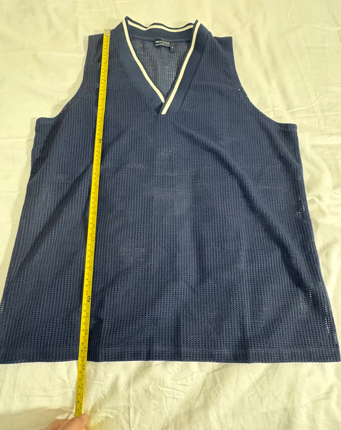 OSOS DESIGN Navy Mesh V-Neck Tank Top Size M - photo 3