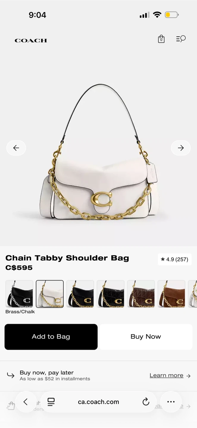 Coach Chain Tabby Shoulder Bag - Brass/Chalk