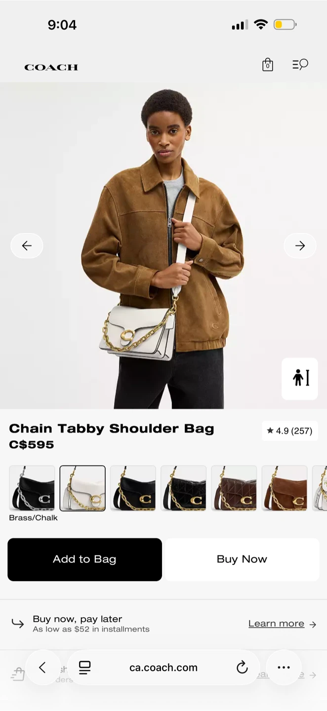Coach Chain Tabby Shoulder Bag - Brass/Chalk - photo 2