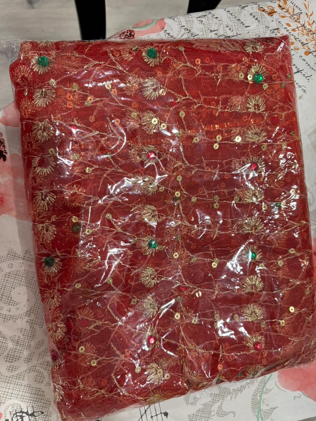 Embellished Fabric Scraps - Red, Orange, Yellow - photo 5