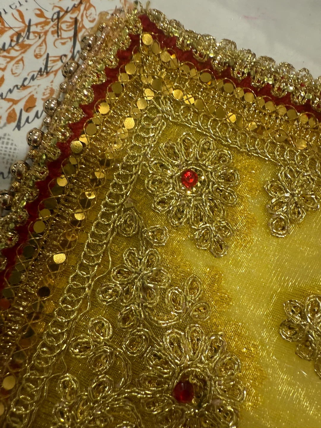 Embellished Fabric Scraps - Red, Orange, Yellow - photo 2