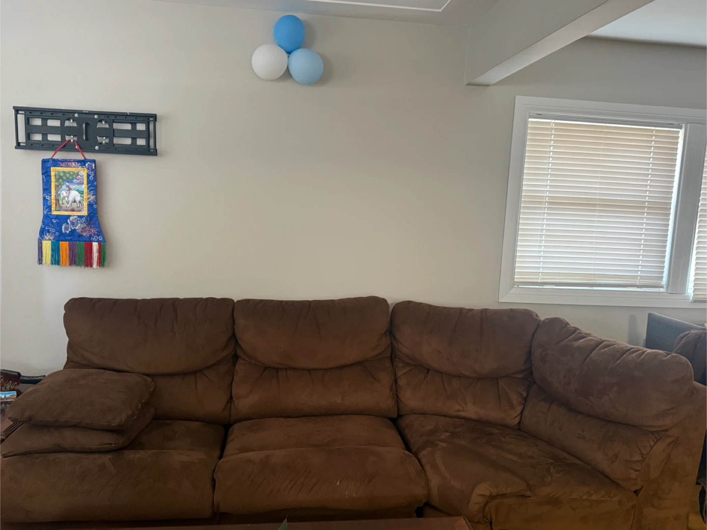 Brown Suede Pull out bed Sectional Sofa