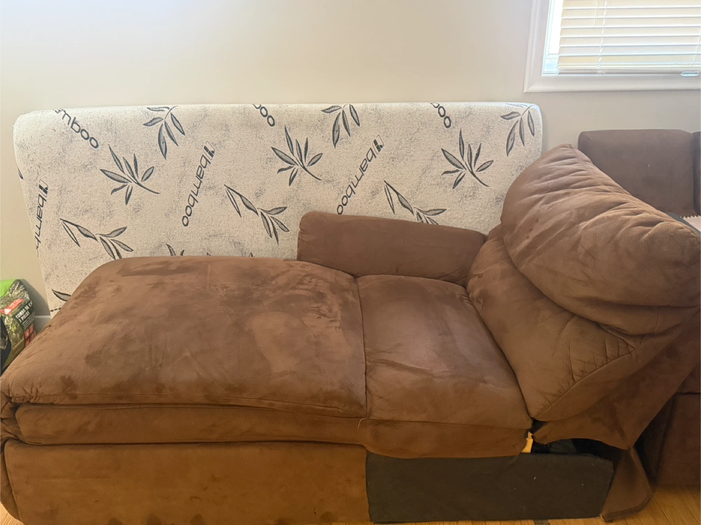 Brown Suede Pull out bed Sectional Sofa - photo 4