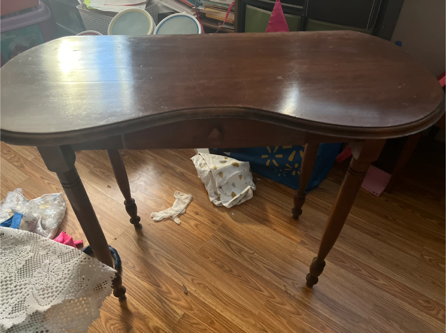 Vintage Wooden Side Table with Drawer