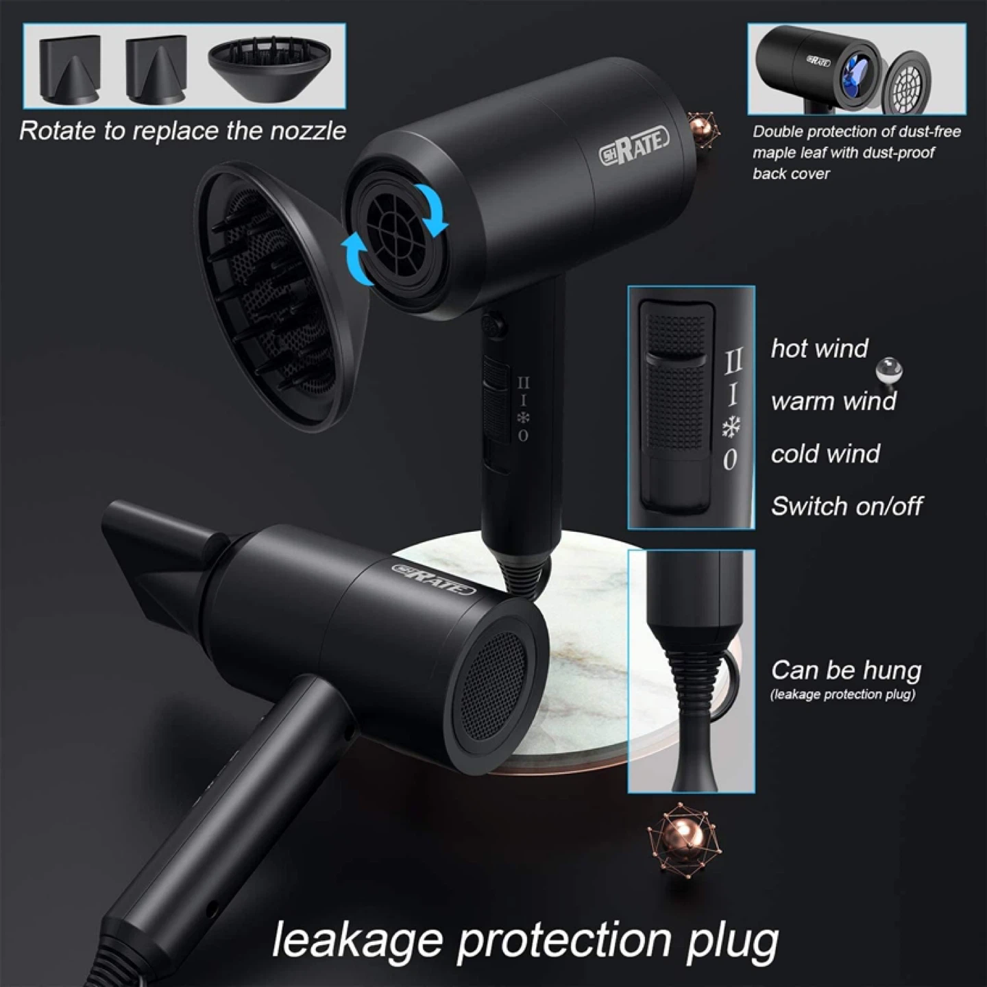 Shrate Professional 1800W Hair Dryer with Attachments