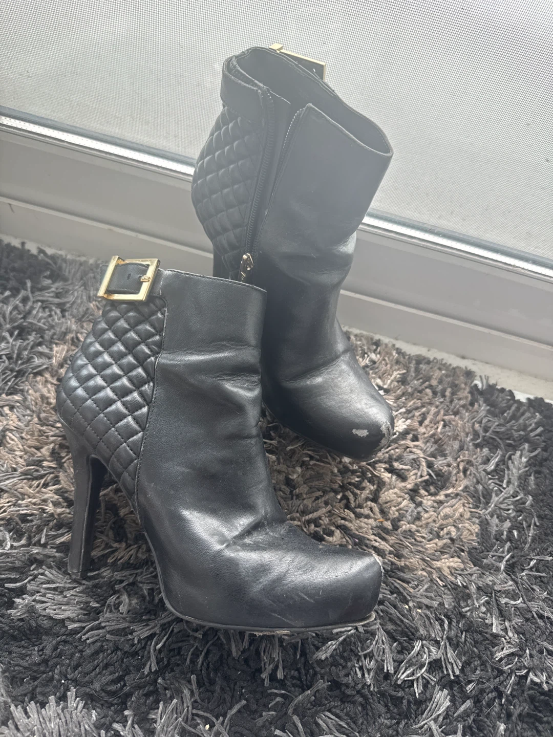 BCBG Black Quilted Heel Booties