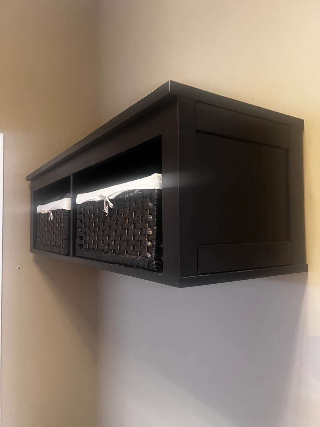 Wood Wall Shelf with 2 Woven Baskets - photo 3