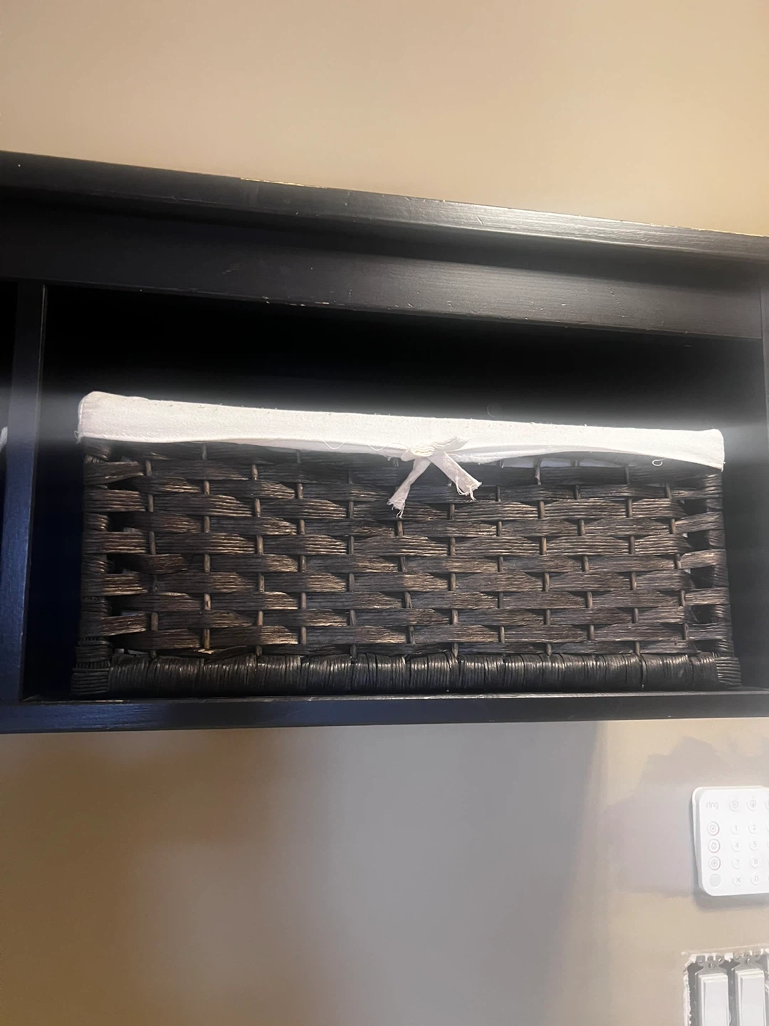 Wood Wall Shelf with 2 Woven Baskets - photo 2