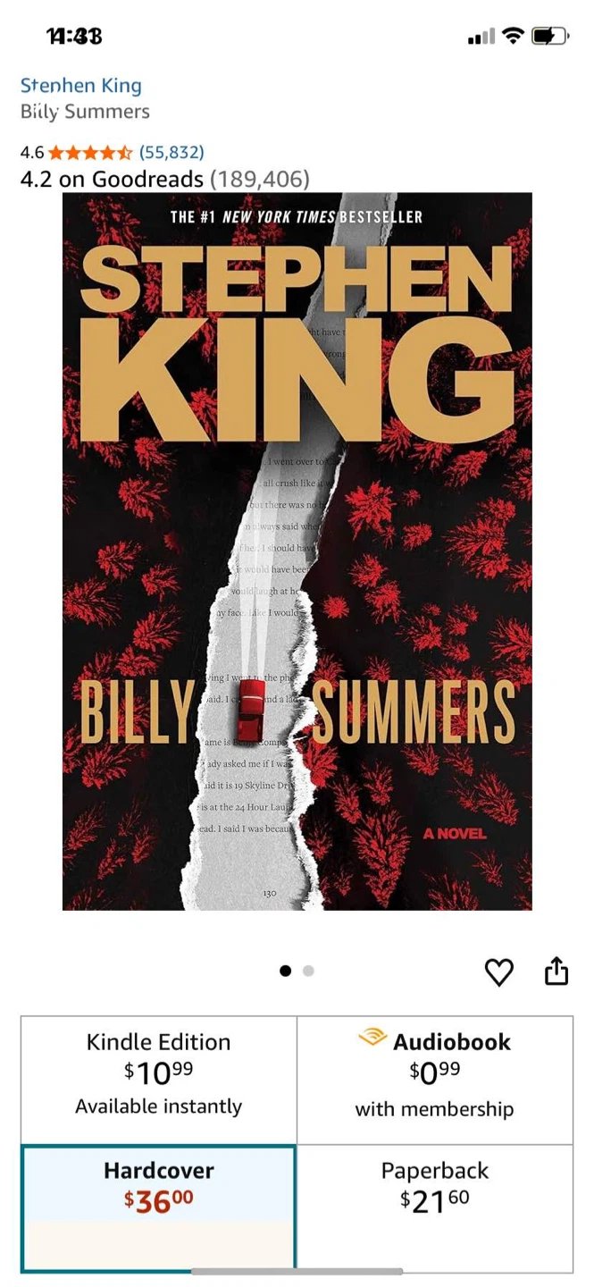 Stephen King Billy Summers Novel