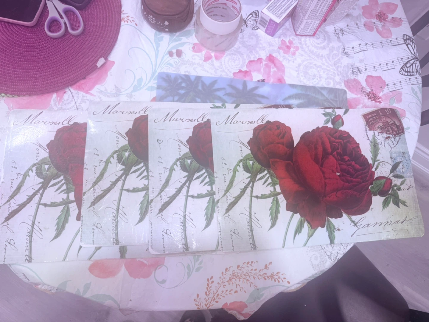 Set of 4 Rose Design Placemats - photo 2
