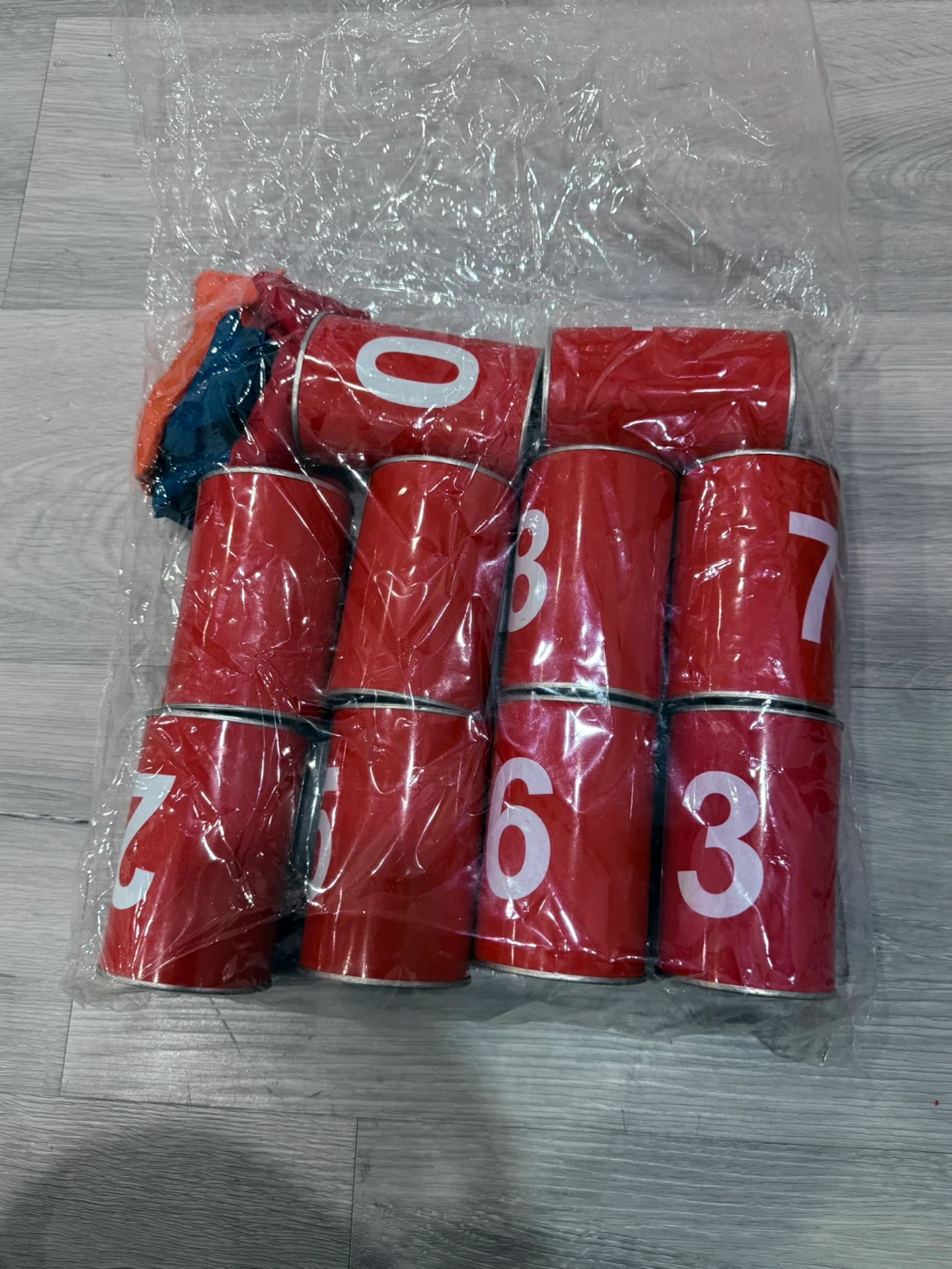 Numbered Tin Can Knockdown Game with Bean Bags - photo 4