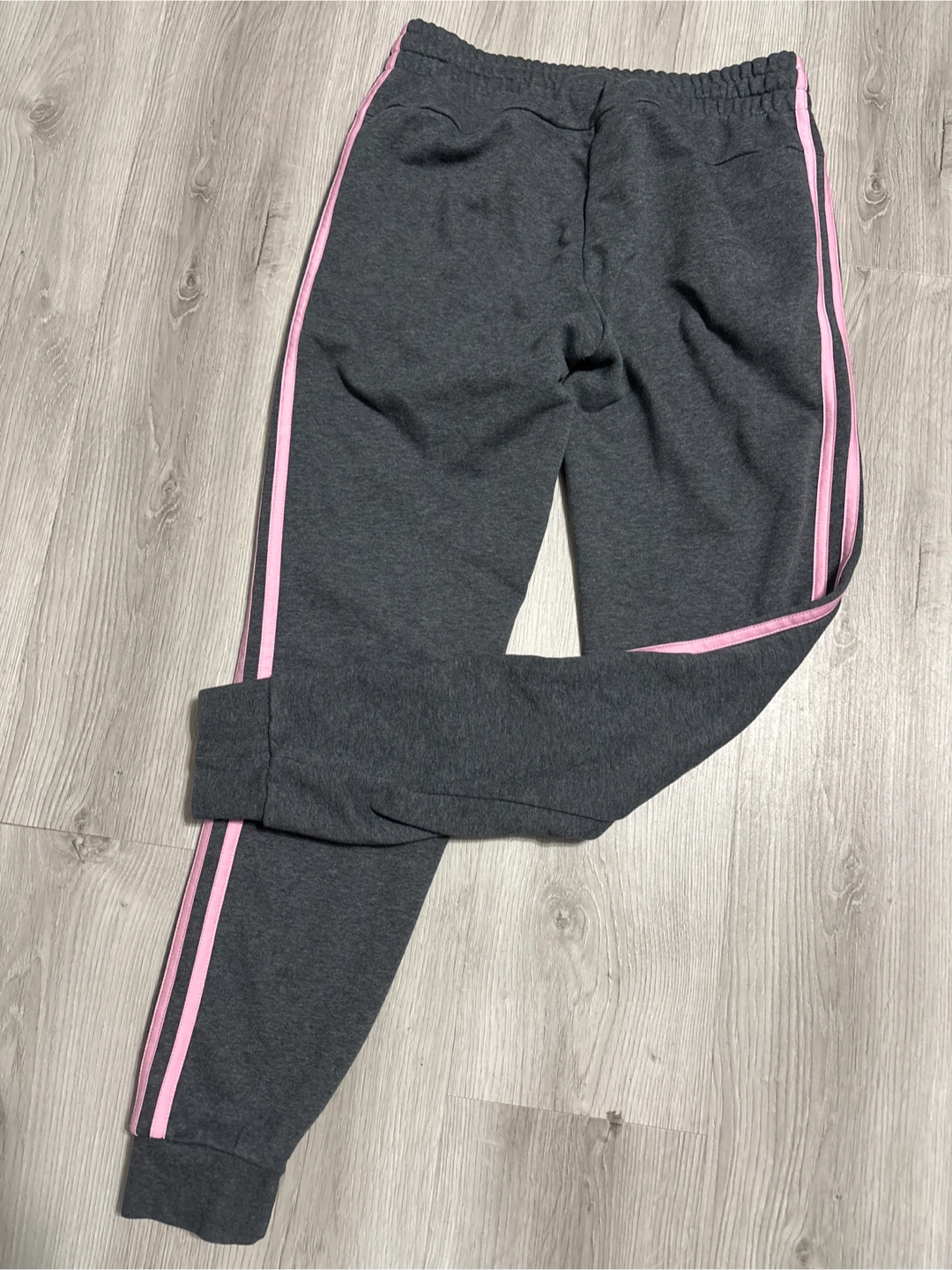 Adidas Jogger Sweatpants - Dark Grey with Pink Stripes - Size S - photo 2