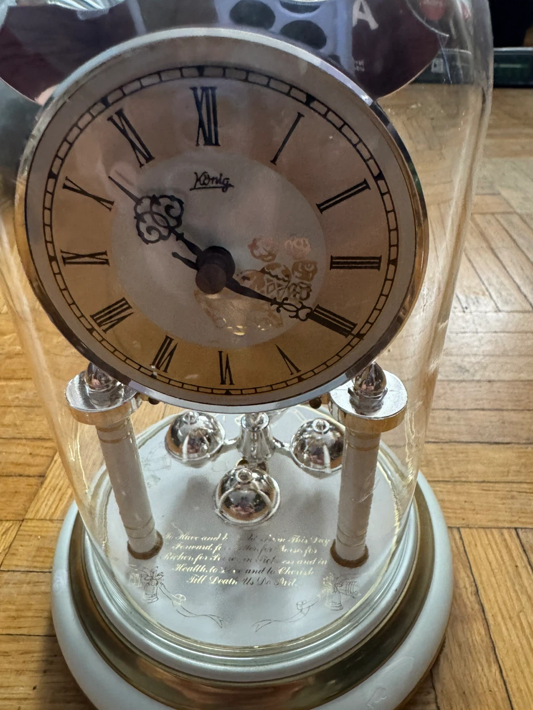 König Glass Dome Clock with Pendulum