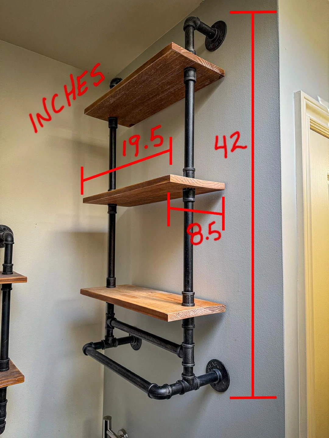 Industrial Pipe Wood Shelf Units
