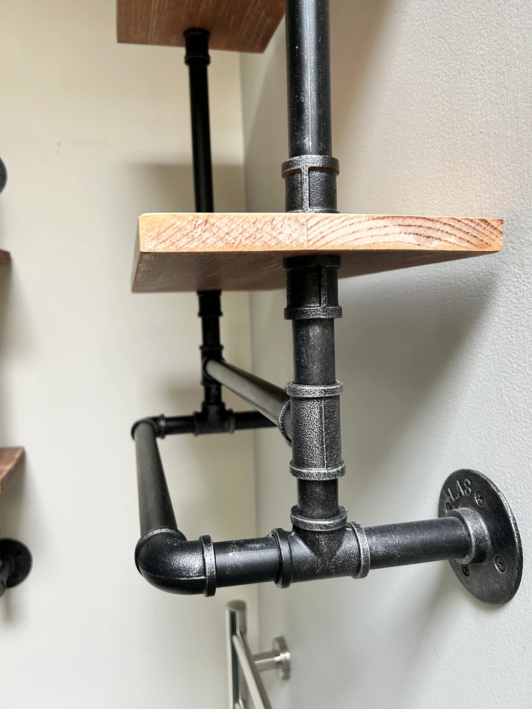 Industrial Pipe Wood Shelf Units - photo 4