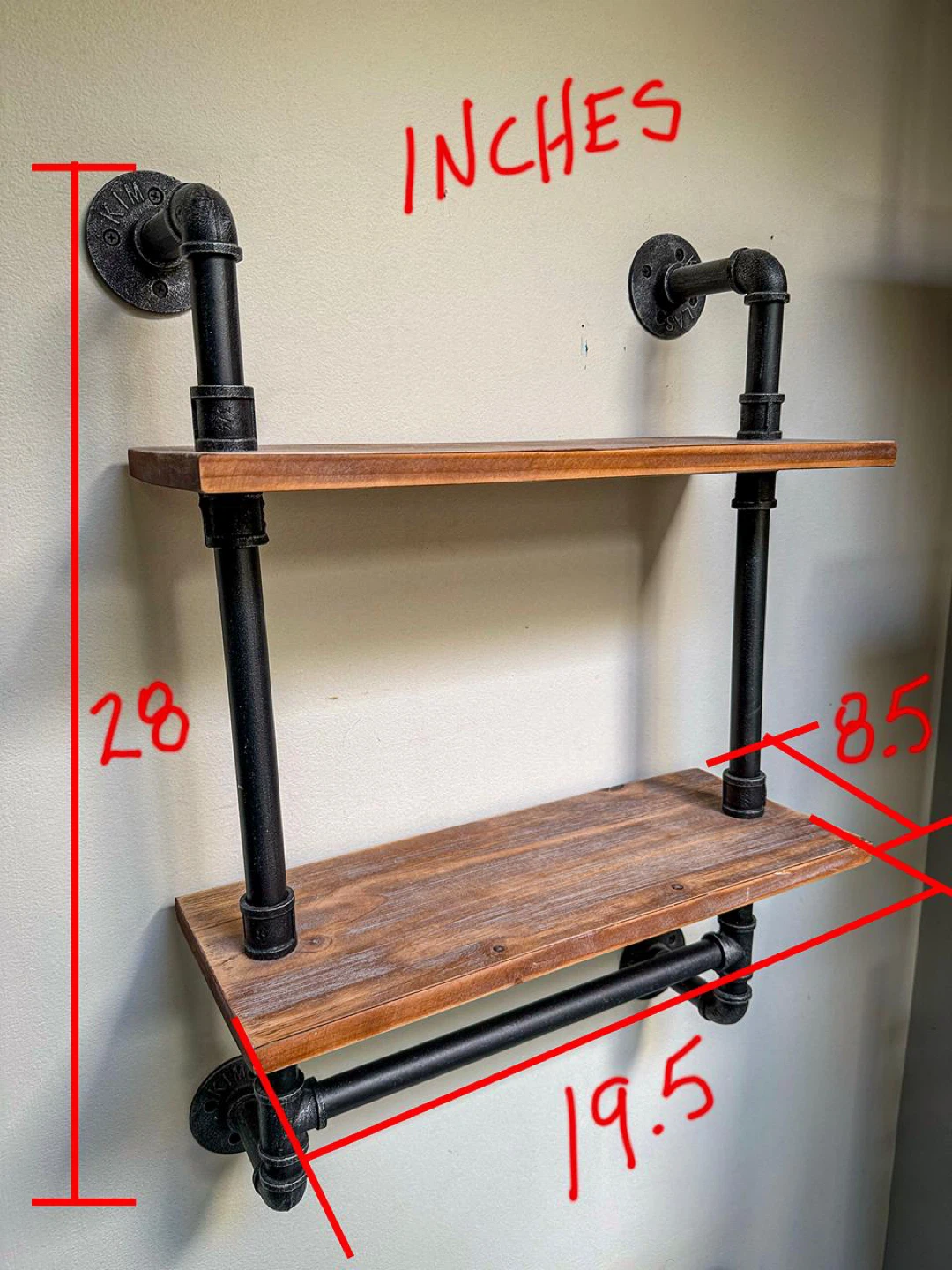 Industrial Pipe Wood Shelf Units - photo 2