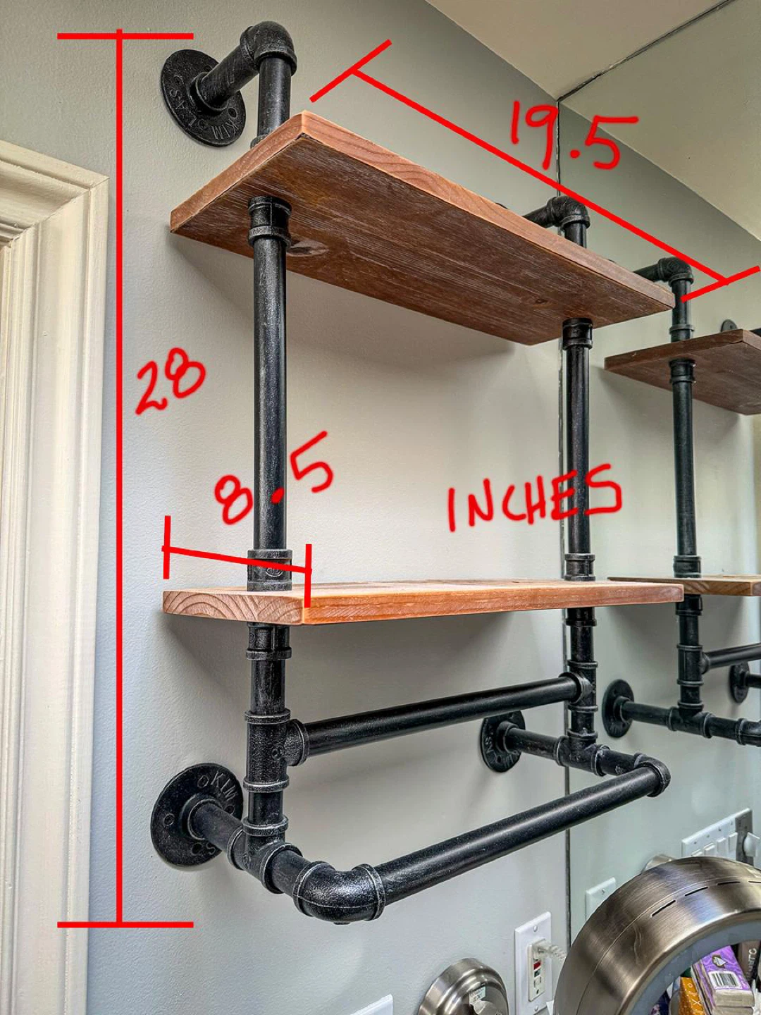 Industrial Pipe Wood Shelf Units - photo 3
