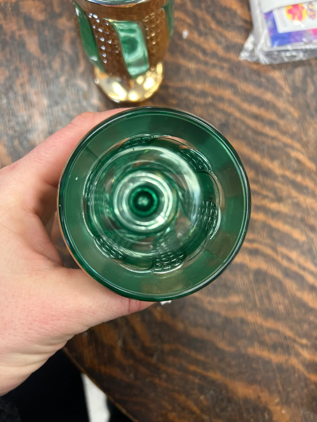 Mid-Century Bohemian Green & Gold Glasses (6) - photo 4