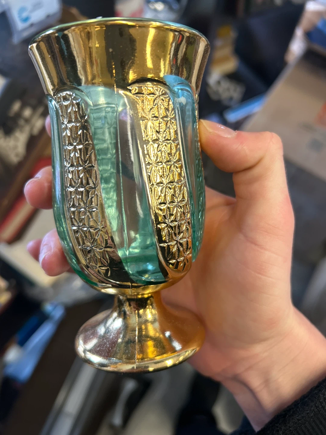 Mid-Century Bohemian Green & Gold Glasses (6) - photo 5