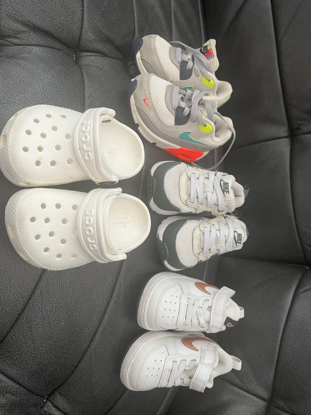 Baby Shoes Bundle: Crocs, Nike Air Force 1s, Nike Air Max 90s