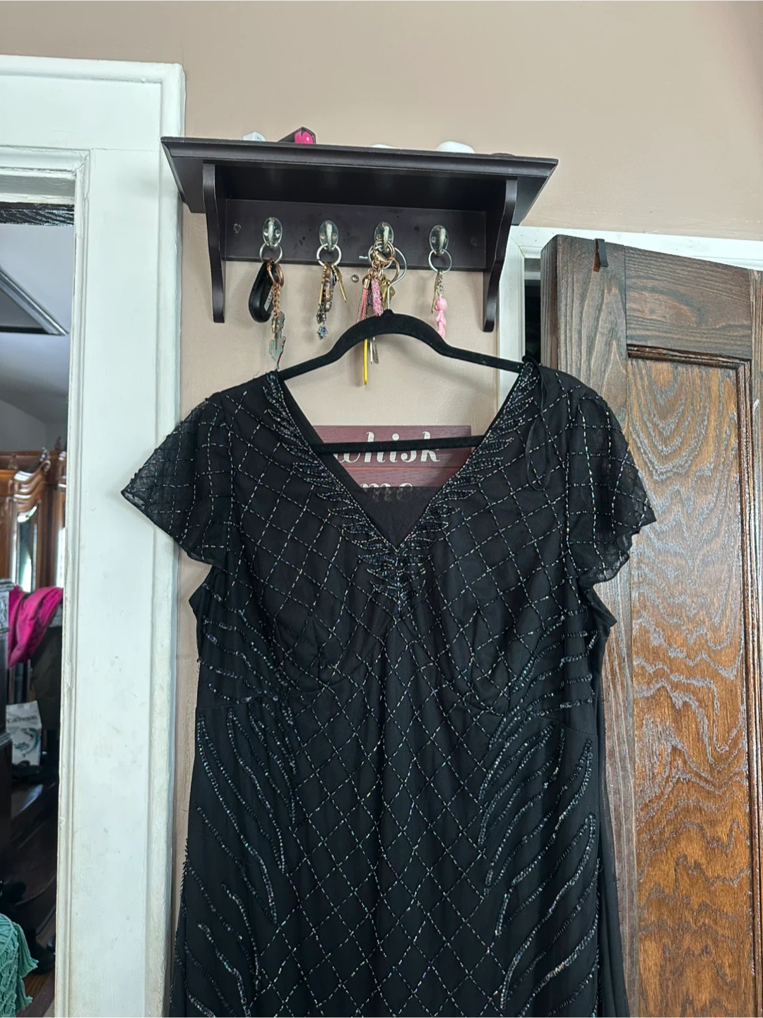 Adrianna Papell Black Beaded Sheath Dress - photo 2