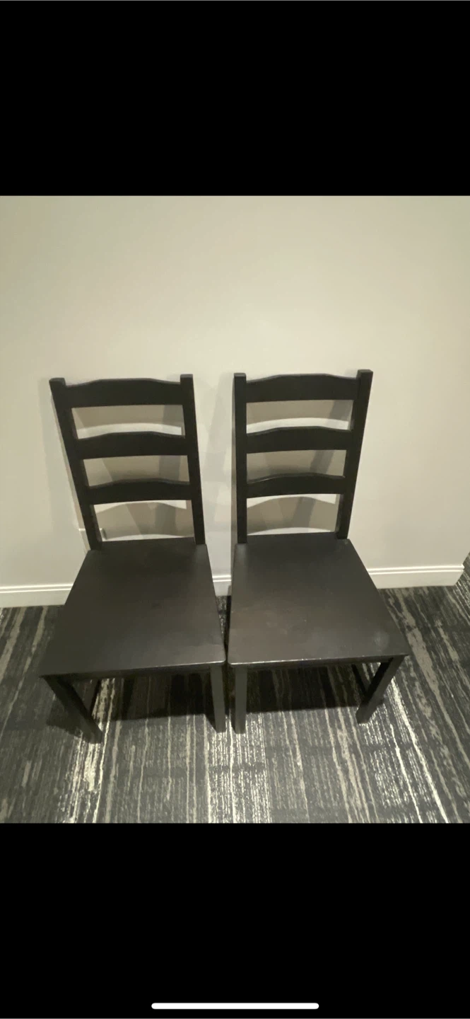 Set of 4 Dark Wood Dining Chairs - photo 3