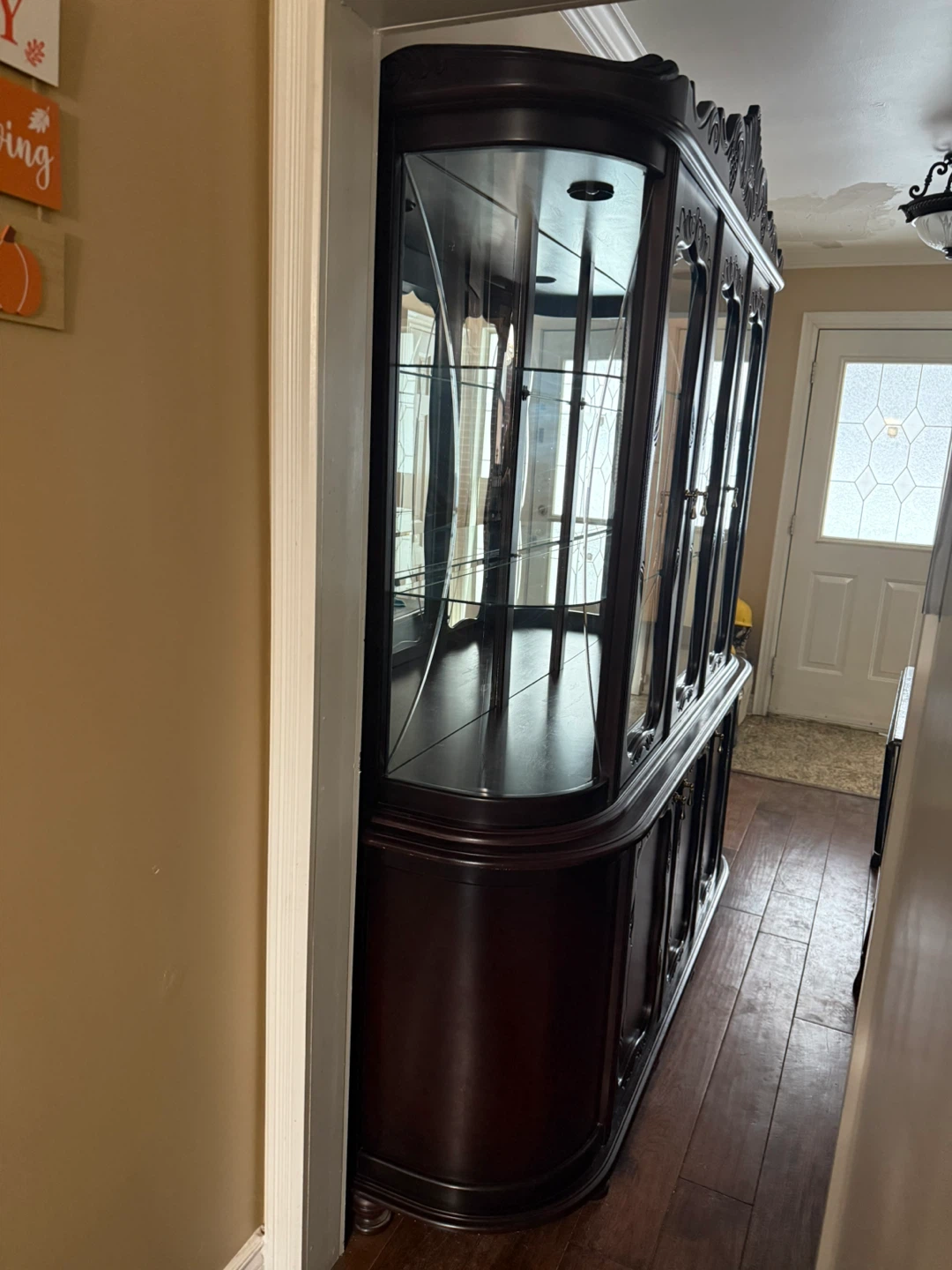 Dark Wood China Cabinet with Glass Doors
