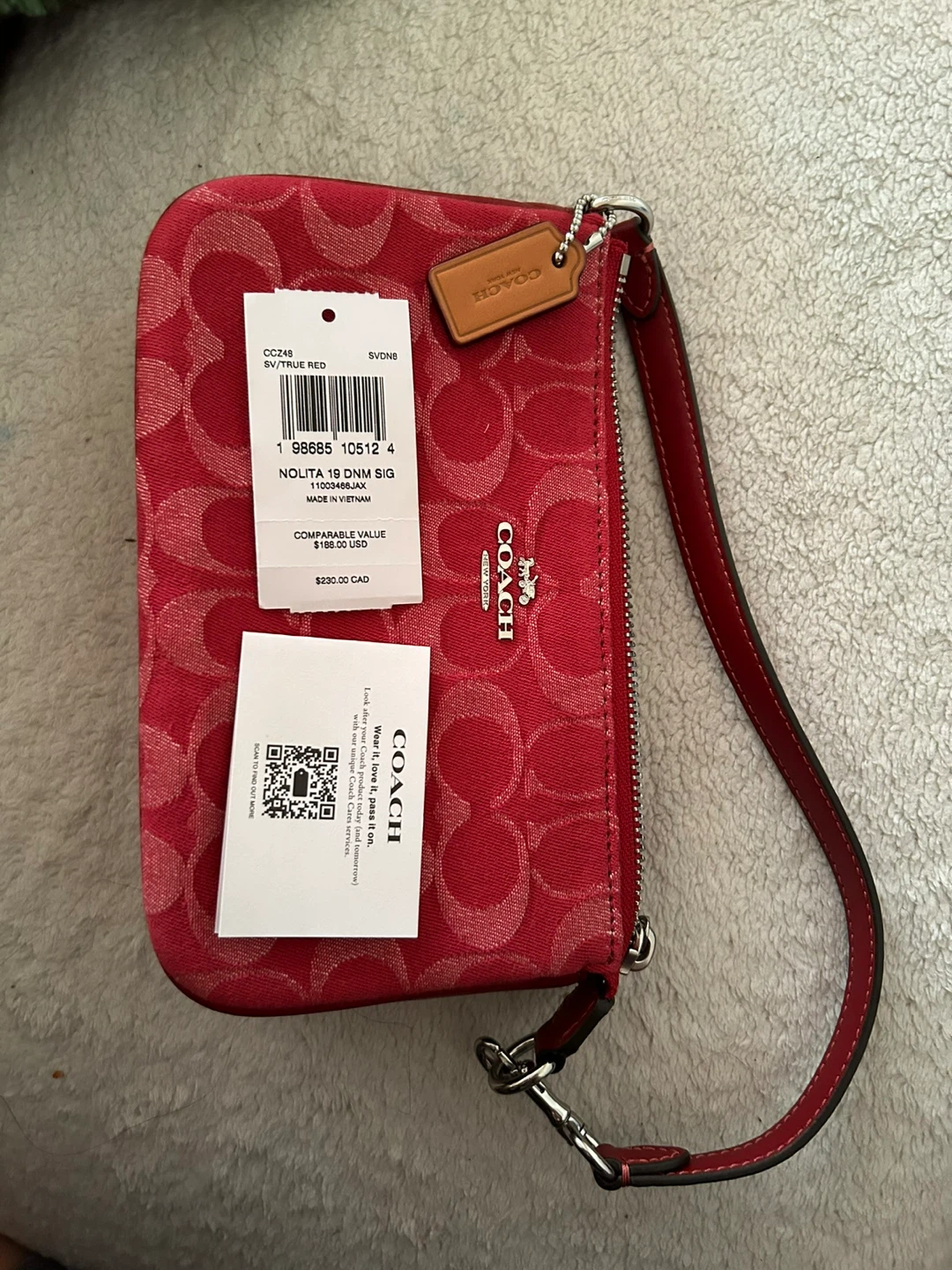Coach Nolita 19 Signature Wristlet - Red - photo 2