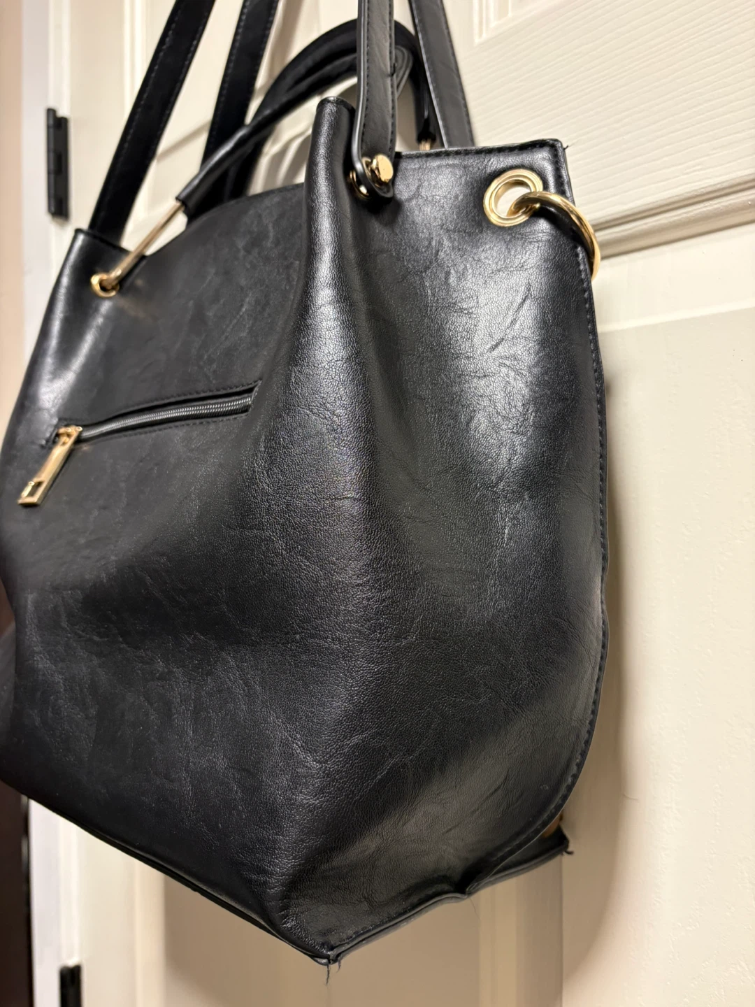 Sondra Roberts Two-Tone Woven and Vegan Leather Hobo Handbag - photo 5