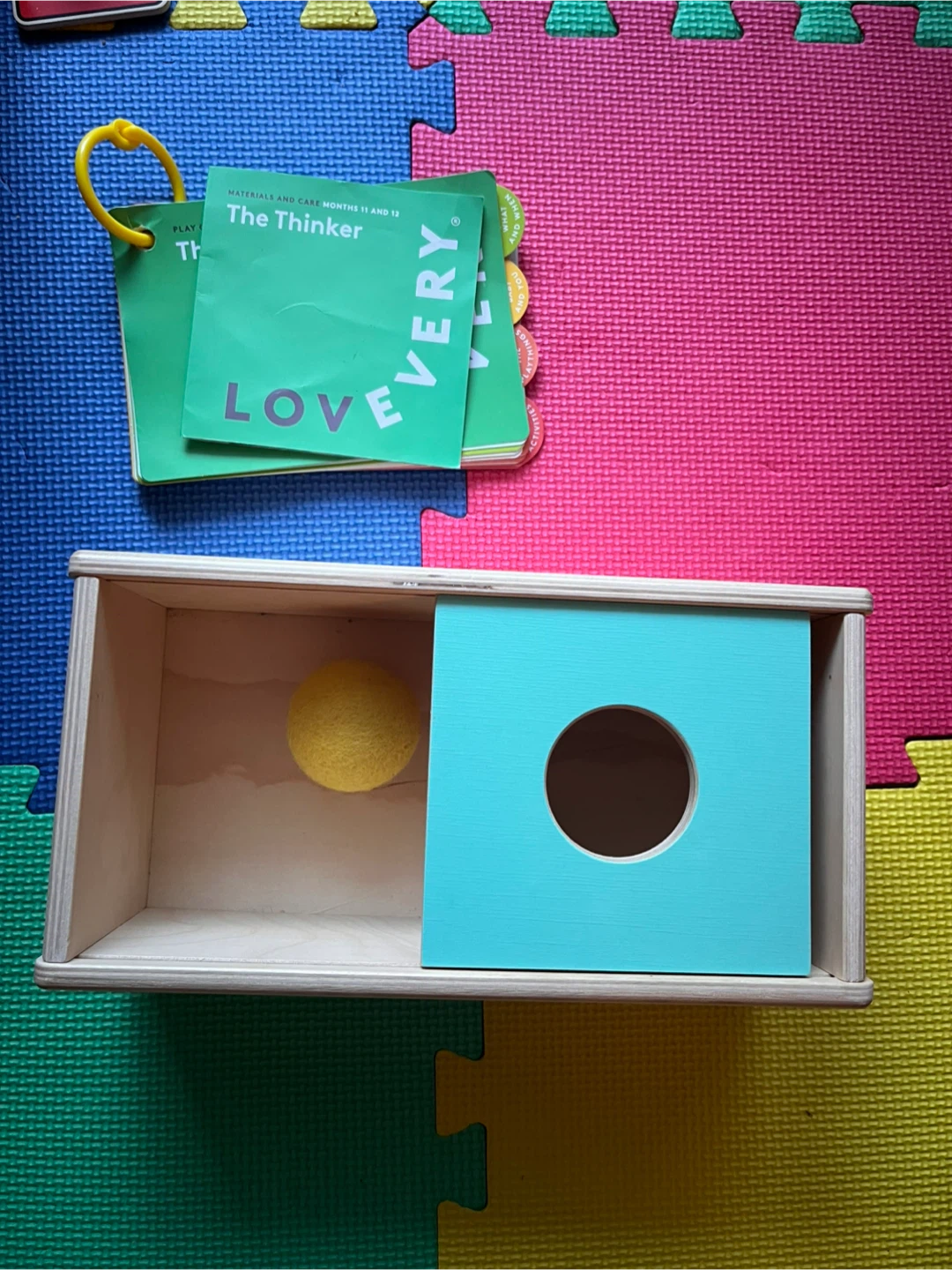 Lovevery The Thinker Play Kit sliding box and play guide