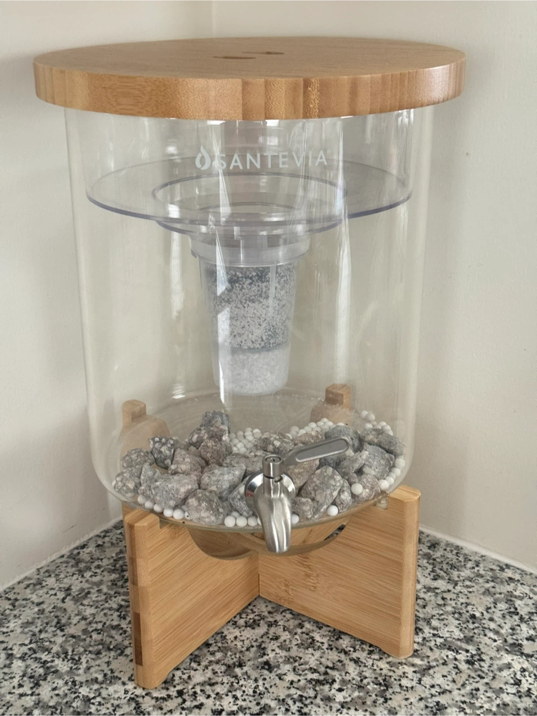Santevia Water Filter Dispenser with Bamboo Lid